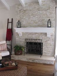 Image result for White Ledger Stone Fireplaces