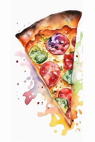 Image result for Pizza Watercolor Painting