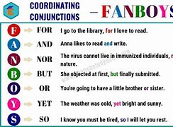 Image result for Compound Sentence Fanboys Examples