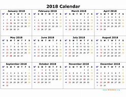 Image result for 2018 Calendar Printable in Color