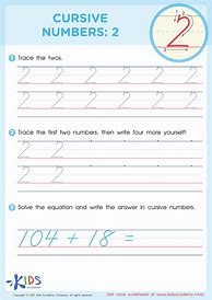 Image result for Cursive Sheet with Numbers