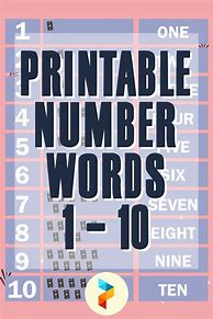 Image result for Numbers 1-10 with Words