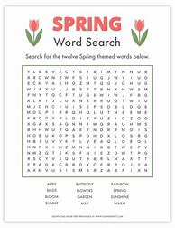 Image result for Spring Word Search Free Printable