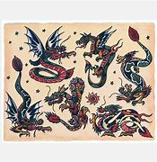 Image result for Old School Dragon Tattoo Flash