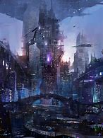 Image result for Futuristic Cyberpunk Building 2D