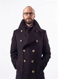 Image result for Navy Pea Coat No Collar