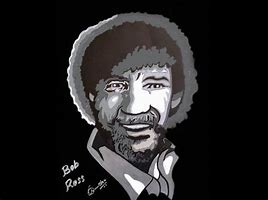 Image result for Bob Ross Black and White Cartoon