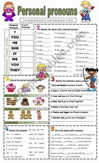 Image result for Personal Pronouns Worksheet with Answers PDF