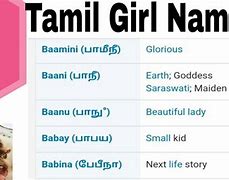 Image result for Baby Girl Names Tamil Letters