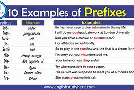 Image result for 10 Prefix Words