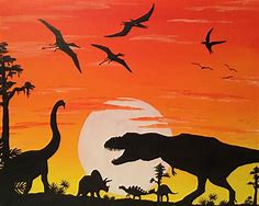 Dinosaur Painting T Rex Glow in the Dark Dino Night Light - Etsy | Dinosaur silhouette, Diy canvas art painting, Dark paintings