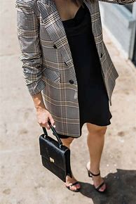 Image result for Woman Wearing a Plaid Blazer