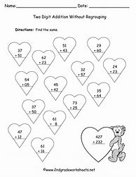 Image result for Valentine's Day Math Addition Worksheets