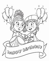 Image result for Colouring in Happy Birthday Princess Card