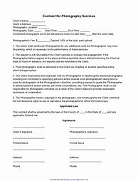 Image result for Photography Service Contract Template