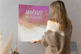 Image result for Woman Holding Canvas Mockup