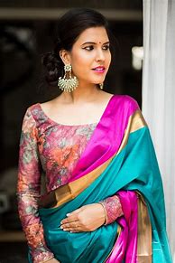 Image result for Silk Saree with Full Sleeve Blouse