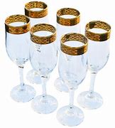 Image result for Champagne Glasses with Gold Rim