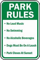 Image result for Park Rules Sign UK