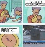 Image result for Baby First Word Meme