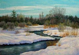 Image result for Snow On Stream Painting
