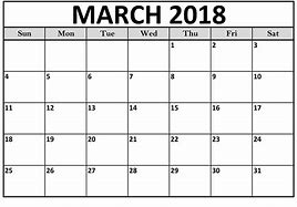 Image result for Calendar for March 2018