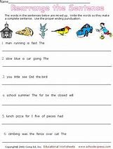 Image result for Rearrange Sentences Worksheet for Kids
