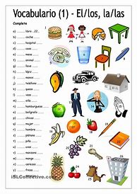 Image result for Vocabulario En Español Para Niños