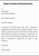 Image result for Phone Interview Thank You Letter