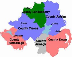 Image result for Northern Ireland Counties Map