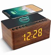 Image result for Wooden Digital Alarm Clock Phone Charger