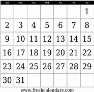 Image result for Blank 31 Day Calendar