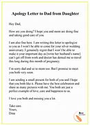 Image result for Apology Letter to Dad From Daughter