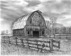 Image result for Pencil Drawings of Farm Barns