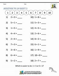 Image result for Kindergarten Addition Worksheets