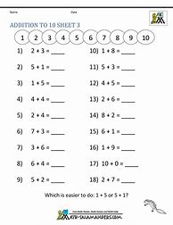 Image result for Addition Worksheets for Kindergarten PDF