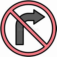 Image result for No Right Turn Sign Drawing Black and White