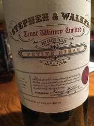 Image result for Stephen Walker Trust Limited Petite Sirah Dry Creek Valley