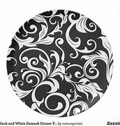 Image result for Black and White Damask Dishes