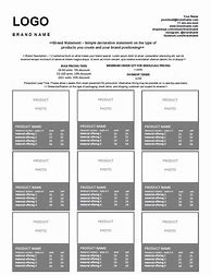 Image result for Product Line Sheet Template