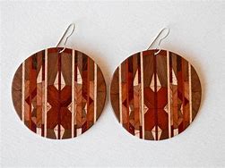 Image result for Wooden Printed with Paper Earrings