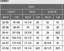 Image result for Size Chart for Men Inches