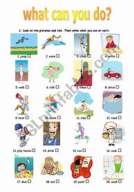 Image result for Things That I Can Do Worksheet