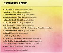 Image result for Invisibility Poem