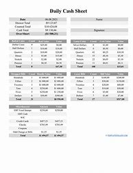 Image result for Daily Cash Report Sheet