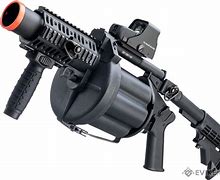 Image result for Belt Fed Hand Held Grenade Launcher