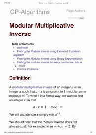 Image result for Modular Multiplicative Inverse