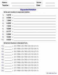 Image result for 4th Grade Expanded Notation Worksheets