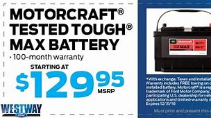 Image result for Motorcraft Battery Prorated Chart