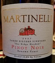 Image result for Martinelli Pinot Noir Three Sisters